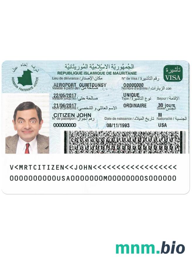 Mauritanie visa version 2